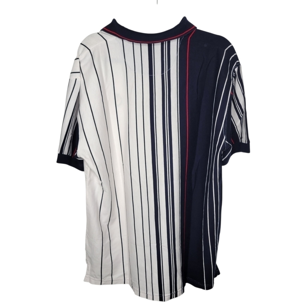 Vintage 90s Chaps Ralph Lauren Striped Polo Shirt Size Large in Blue White Red - Picture 2 of 4